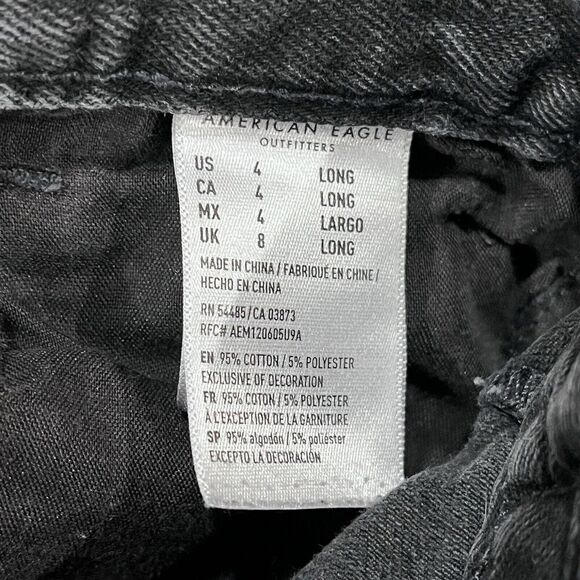 American Eagle Mom Jeans 4‎ Long Black Distressed Denim Womens - Picture 10 of 11